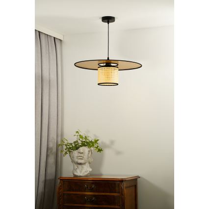 Duolla - Lestenec na vrvici TOKYO RATTAN 1xE27/15W/230V pr. 50 cm zlata/ratan