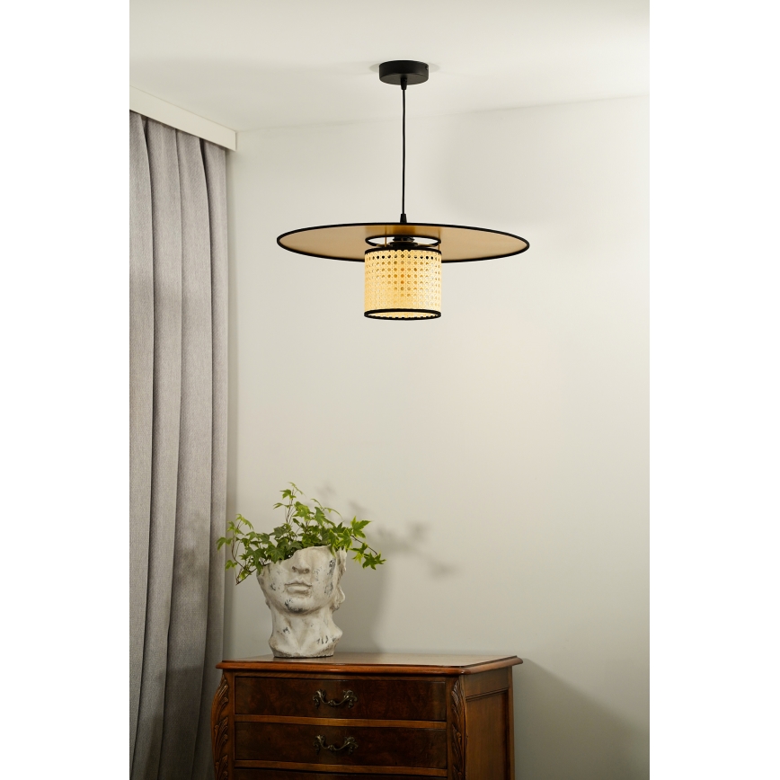 Duolla - Lestenec na vrvici TOKYO RATTAN 1xE27/15W/230V pr. 50 cm zlata/ratan