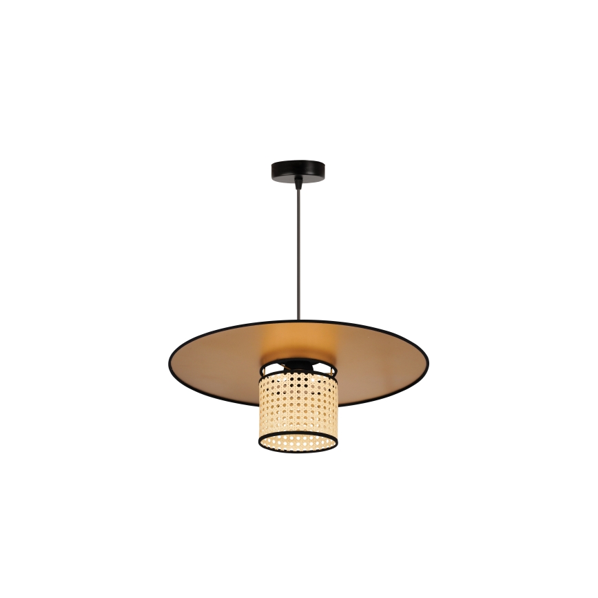 Duolla - Lestenec na vrvici TOKYO RATTAN 1xE27/15W/230V pr. 50 cm zlata/ratan