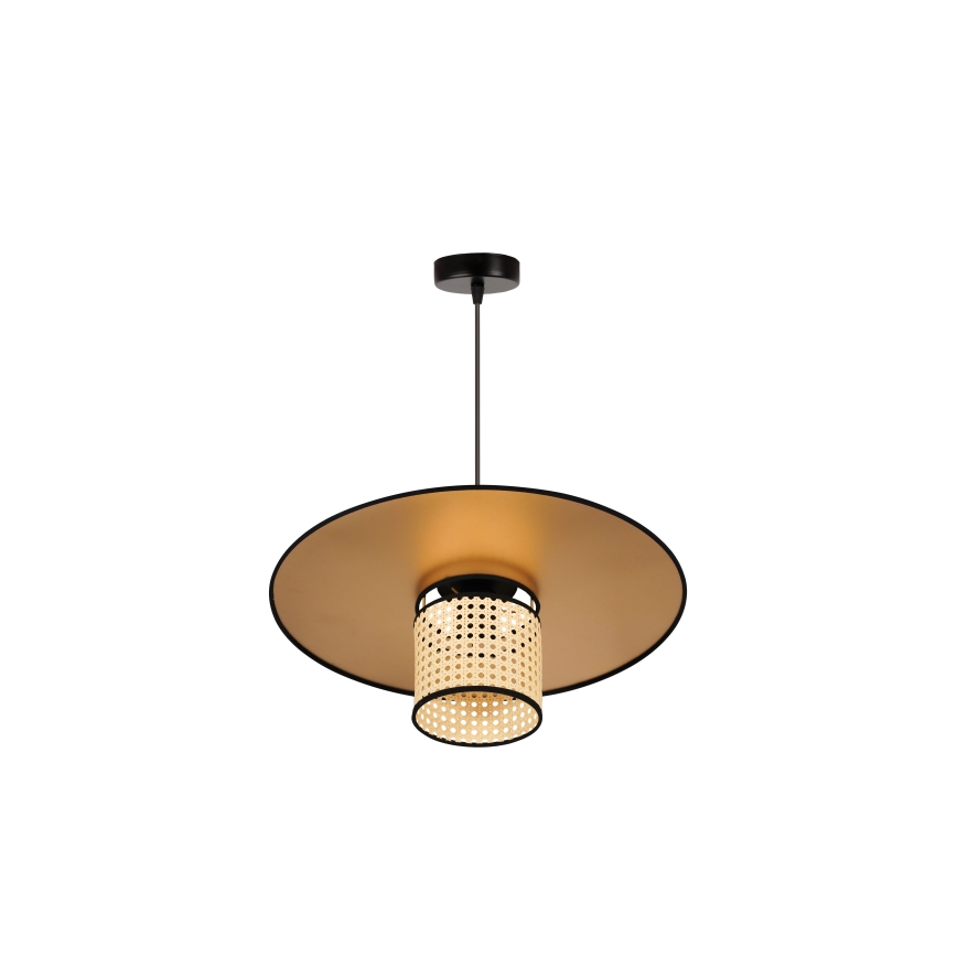 Duolla - Lestenec na vrvici TOKYO RATTAN 1xE27/15W/230V pr. 50 cm zlata/ratan
