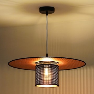 Duolla - Lestenec na vrvici TOKYO SHINY 1xE27/15W/230V pr. 50 cm črna/baker