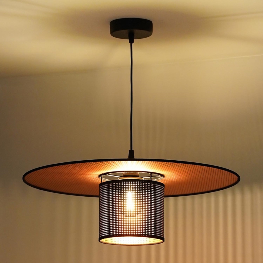 Duolla - Lestenec na vrvici TOKYO SHINY 1xE27/15W/230V pr. 50 cm črna/baker
