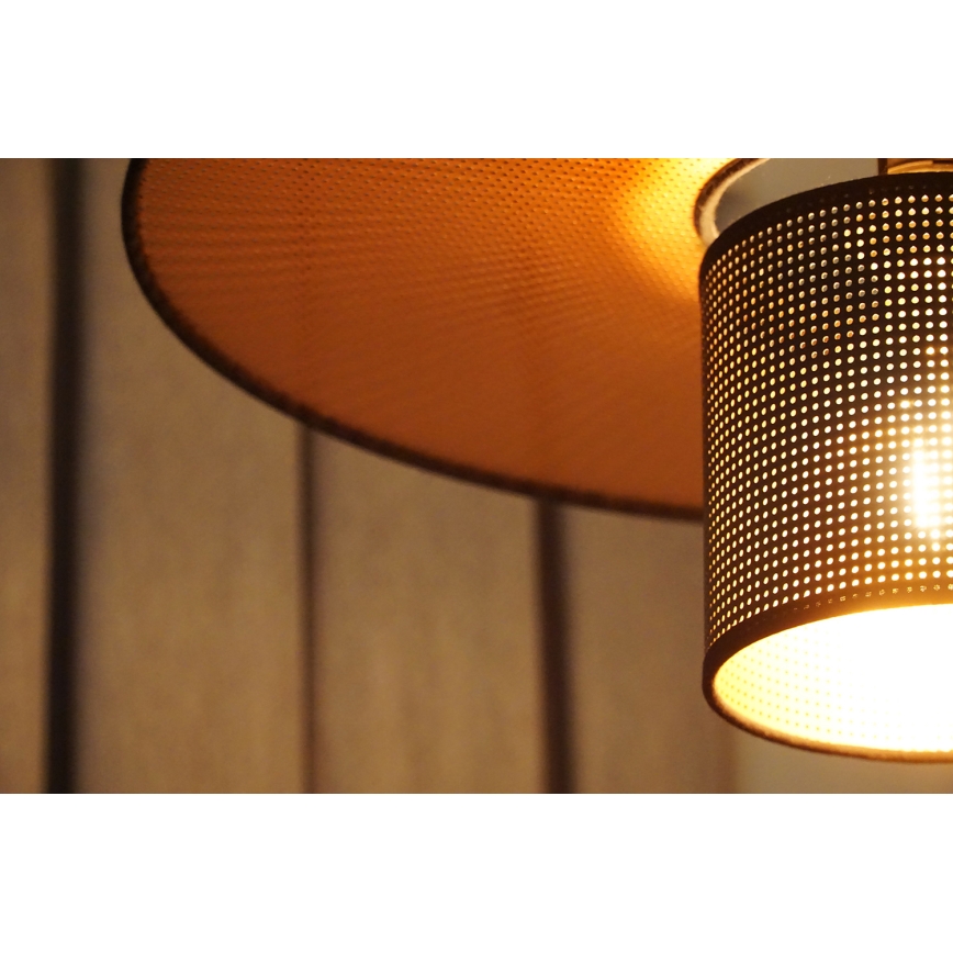 Duolla - Lestenec na vrvici TOKYO SHINY 1xE27/15W/230V pr. 50 cm črna/baker