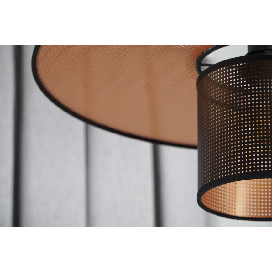 Duolla - Lestenec na vrvici TOKYO SHINY 1xE27/15W/230V pr. 50 cm črna/baker