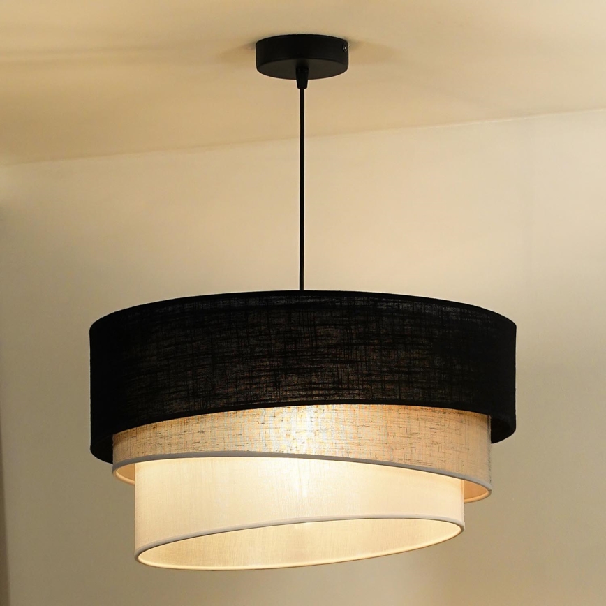 Duolla - Lestenec na vrvici TRIO 1xE27/15W/230V pr. 45 cm črna/siva/bela