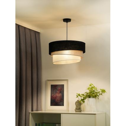 Duolla - Lestenec na vrvici TRIO 1xE27/15W/230V pr. 45 cm črna/siva/bela