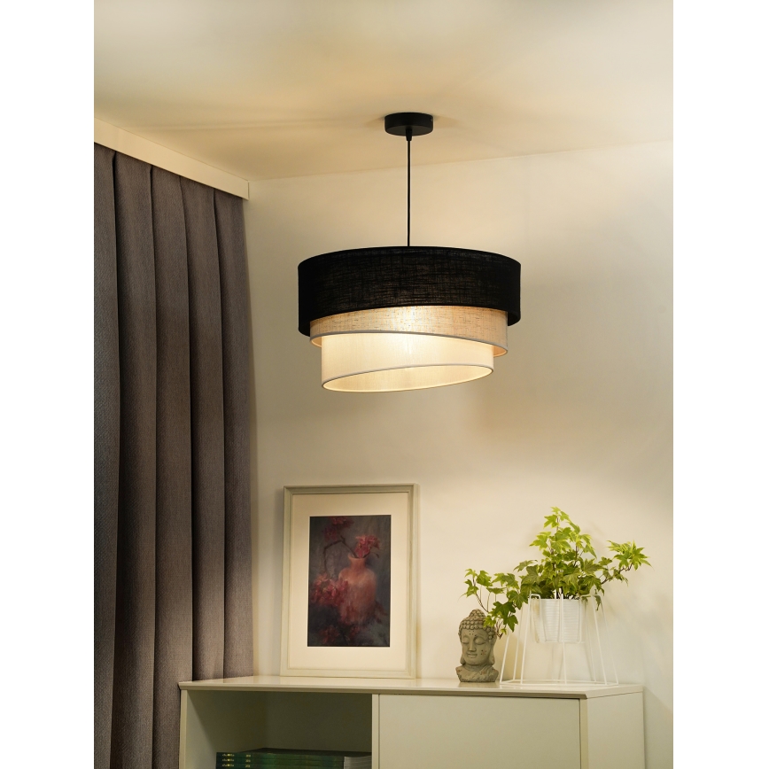 Duolla - Lestenec na vrvici TRIO 1xE27/15W/230V pr. 45 cm črna/siva/bela
