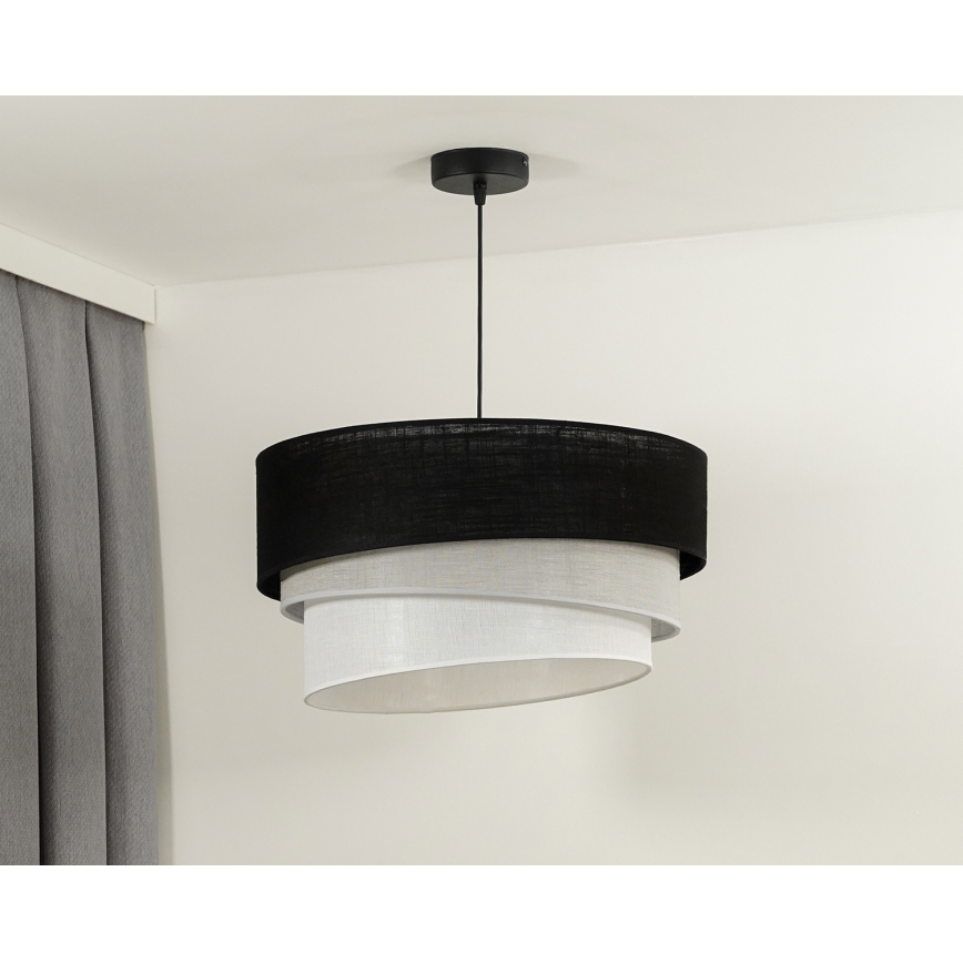 Duolla - Lestenec na vrvici TRIO 1xE27/15W/230V pr. 45 cm črna/siva/bela