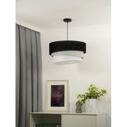 Duolla - Lestenec na vrvici TRIO 1xE27/15W/230V pr. 45 cm črna/siva/bela