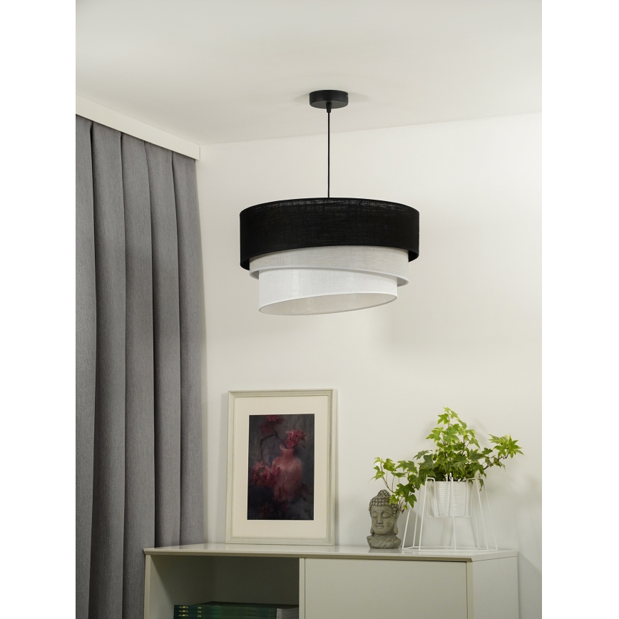 Duolla - Lestenec na vrvici TRIO 1xE27/15W/230V pr. 45 cm črna/siva/bela