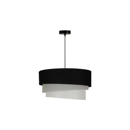 Duolla - Lestenec na vrvici TRIO 1xE27/15W/230V pr. 45 cm črna/siva/bela