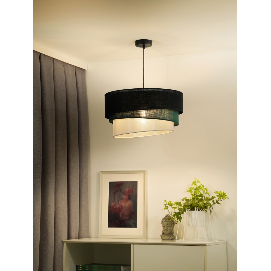 Duolla - Lestenec na vrvici TRIO 1xE27/15W/230V pr. 45 cm črna/zelena/bela