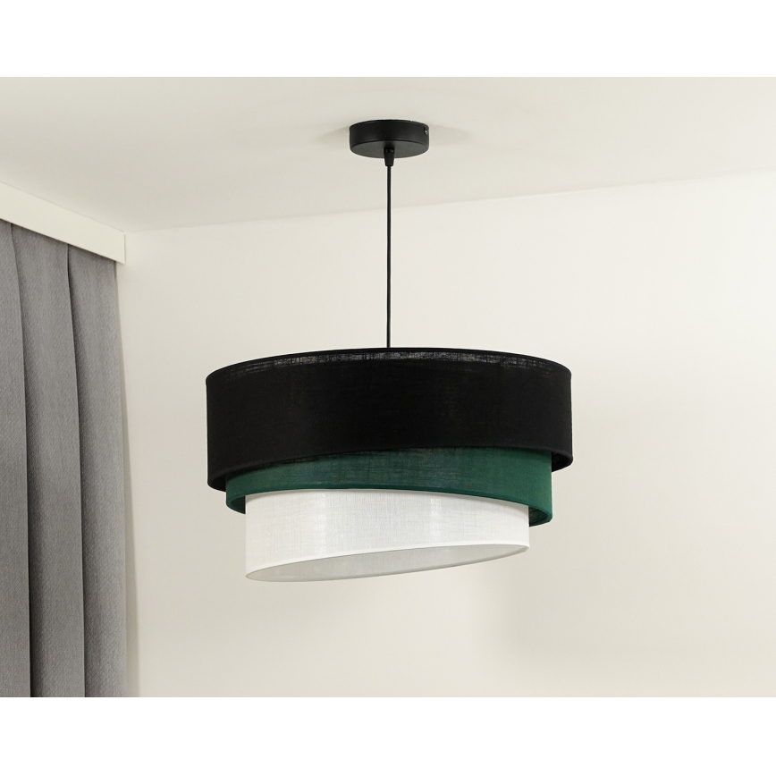 Duolla - Lestenec na vrvici TRIO 1xE27/15W/230V pr. 45 cm črna/zelena/bela