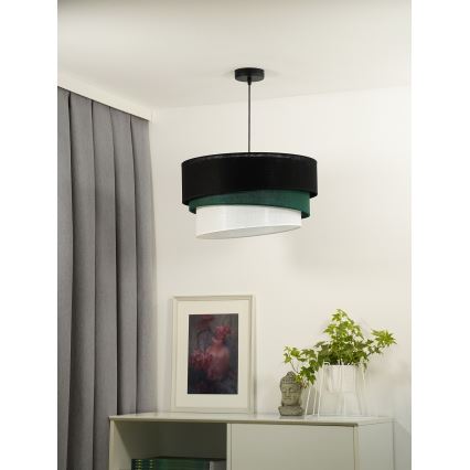 Duolla - Lestenec na vrvici TRIO 1xE27/15W/230V pr. 45 cm črna/zelena/bela