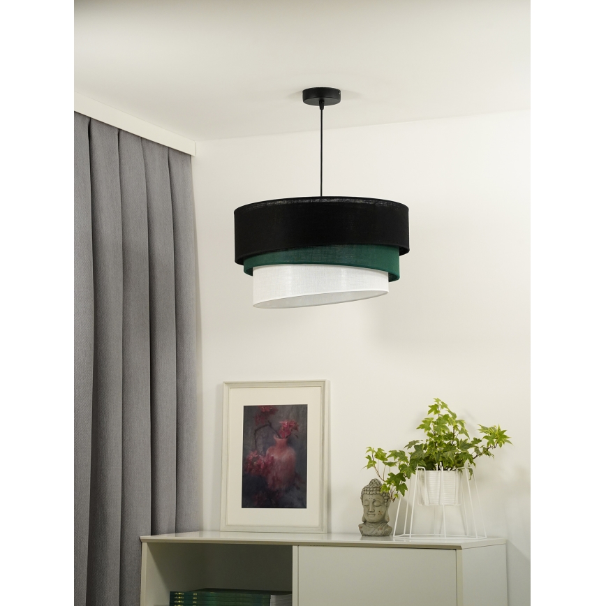 Duolla - Lestenec na vrvici TRIO 1xE27/15W/230V pr. 45 cm črna/zelena/bela