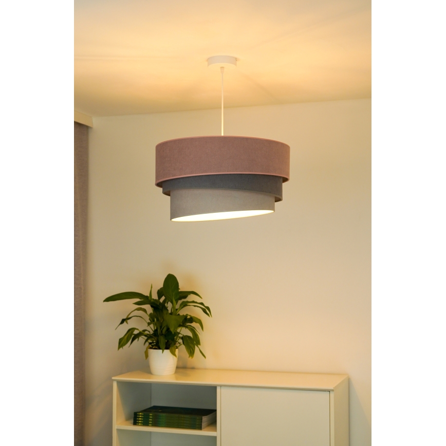 Duolla - Lestenec na vrvici TRIO 1xE27/15W/230V pr. 45 cm roza/siva/bela