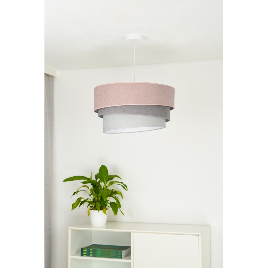Duolla - Lestenec na vrvici TRIO 1xE27/15W/230V pr. 45 cm roza/siva/bela