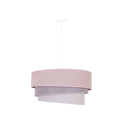 Duolla - Lestenec na vrvici TRIO 1xE27/15W/230V pr. 45 cm roza/siva/bela