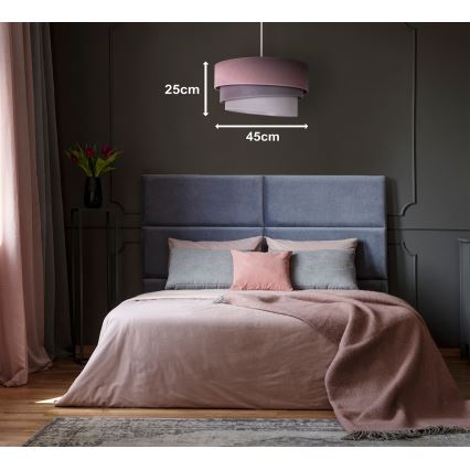 Duolla - Lestenec na vrvici TRIO 1xE27/15W/230V pr. 45 cm roza/siva/bela