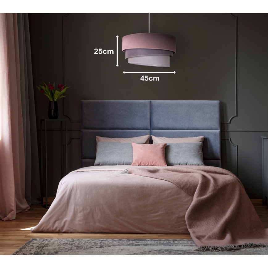 Duolla - Lestenec na vrvici TRIO 1xE27/15W/230V pr. 45 cm roza/siva/bela