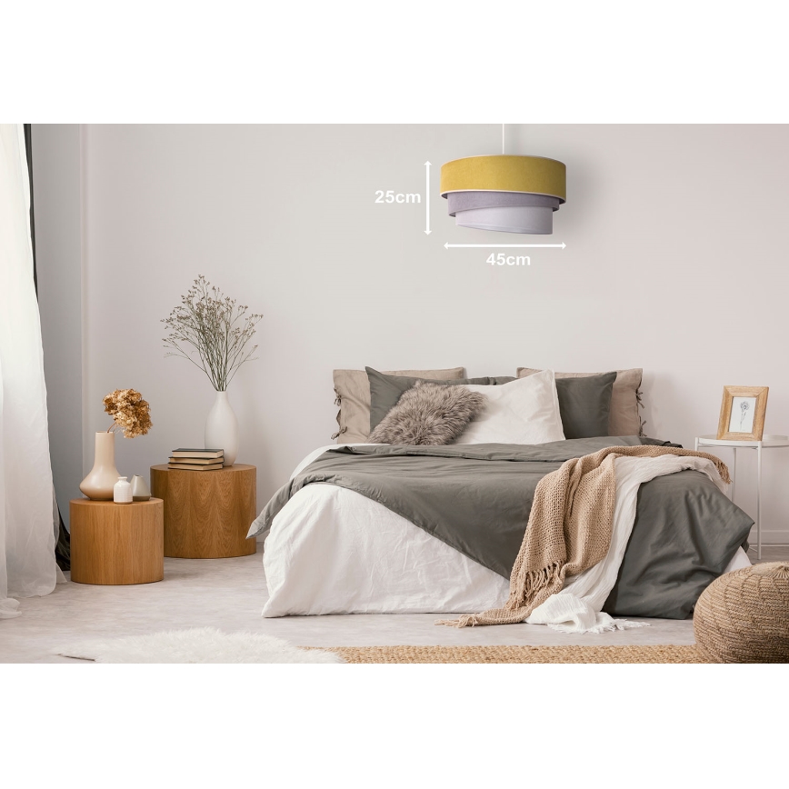 Duolla - Lestenec na vrvici TRIO 1xE27/15W/230V pr. 45 cm rumena/siva/bela