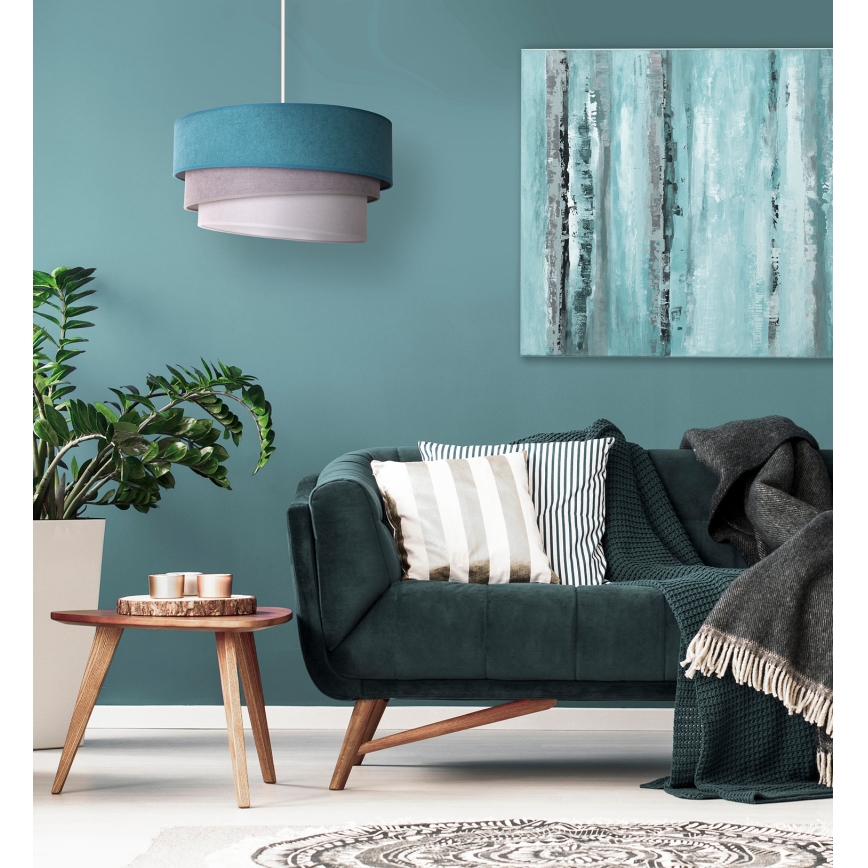 Duolla - Lestenec na vrvici TRIO 1xE27/15W/230V pr. 45 cm turkizna/siva/bela