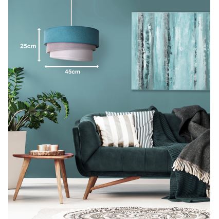 Duolla - Lestenec na vrvici TRIO 1xE27/15W/230V pr. 45 cm turkizna/siva/bela