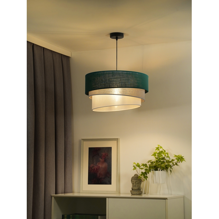 Duolla - Lestenec na vrvici TRIO 1xE27/15W/230V pr. 45 cm zelena/siva/bela
