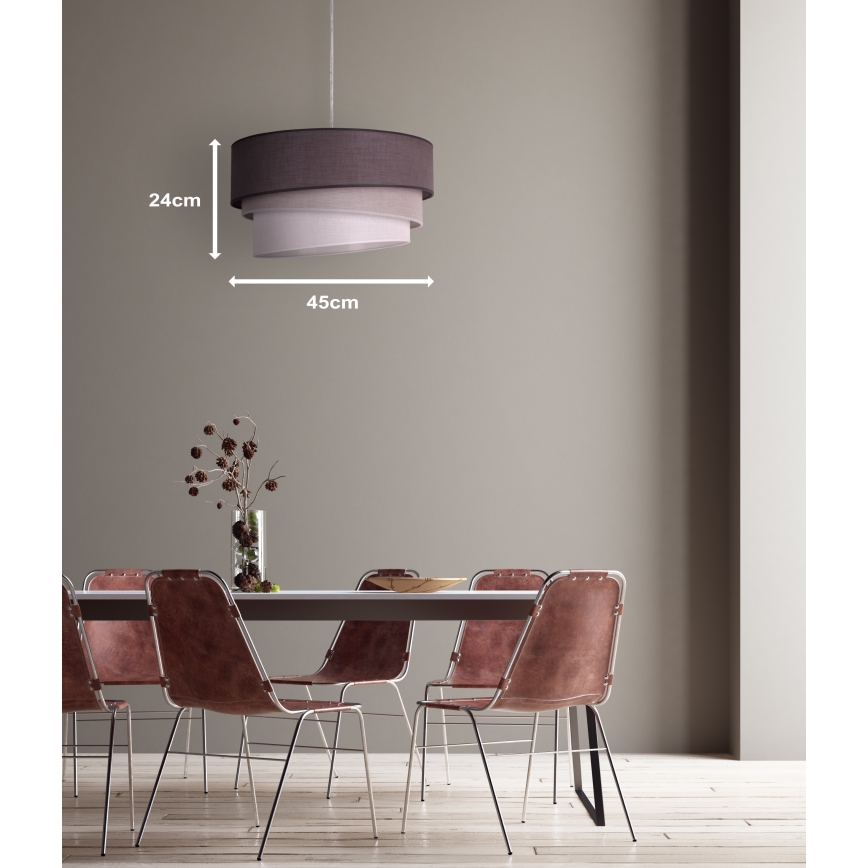 Duolla - Lestenec na vrvici TRIO 1xE27/40W/230V pr. 45 cm antracit/siva/bela
