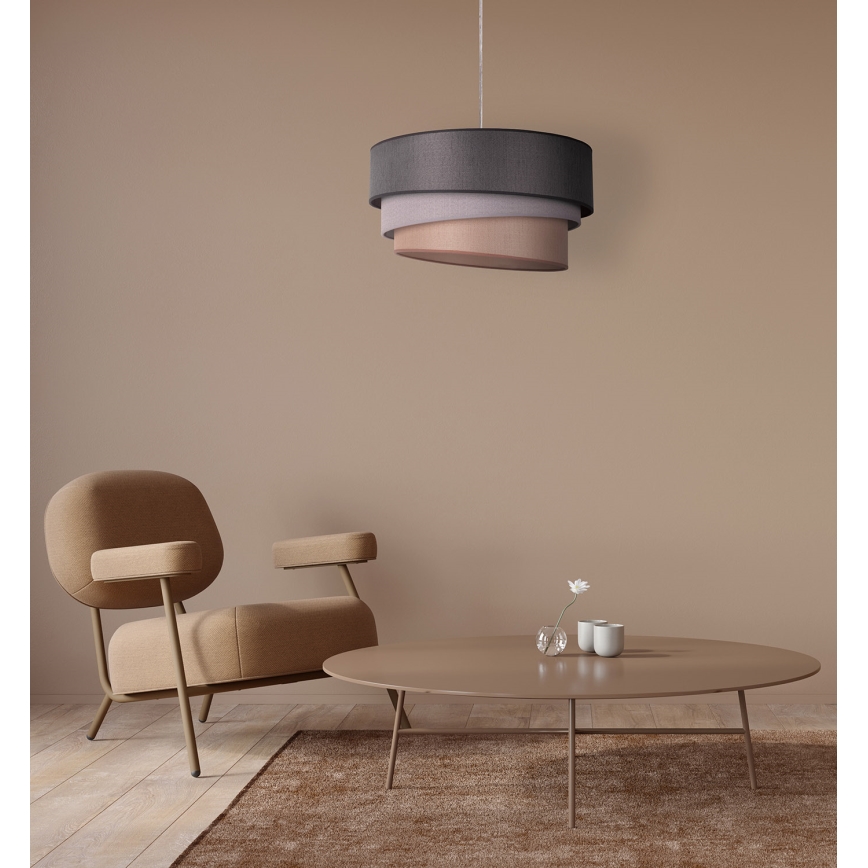 Duolla - Lestenec na vrvici TRIO 1xE27/40W/230V pr. 45 cm antracit/siva/rjava