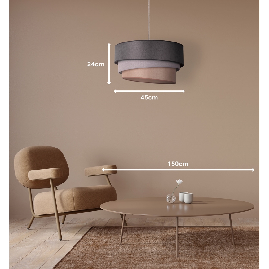 Duolla - Lestenec na vrvici TRIO 1xE27/40W/230V pr. 45 cm antracit/siva/rjava