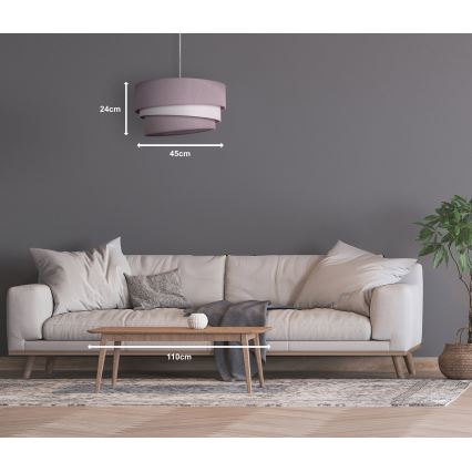 Duolla - Lestenec na vrvici TRIO 1xE27/40W/230V pr. 45 cm siva/bela