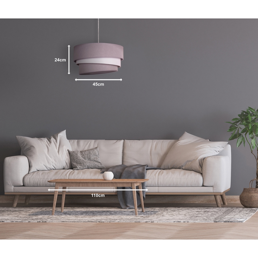 Duolla - Lestenec na vrvici TRIO 1xE27/40W/230V pr. 45 cm siva/bela