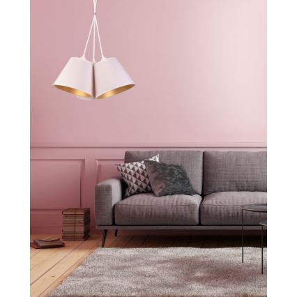 Duolla - Lestenec na vrvici TWIGGY 3xE27/40W/230V pr. 60 cm bela