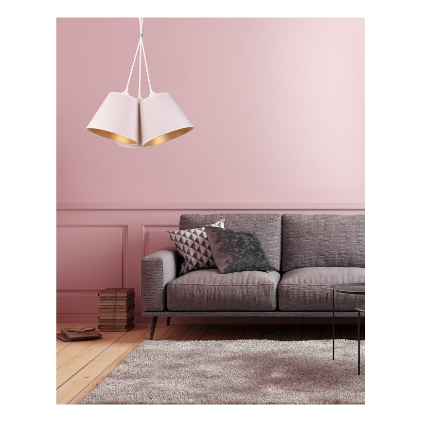 Duolla - Lestenec na vrvici TWIGGY 3xE27/40W/230V pr. 60 cm bela