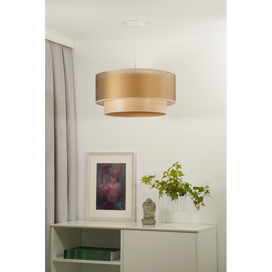 Duolla - Lestenec na vrvici WOOD BOHO 1xE27/15W/230V pr. 45 cm baker/bež
