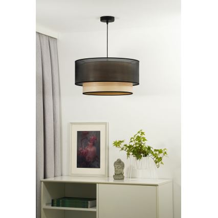 Duolla - Lestenec na vrvici WOOD BOHO 1xE27/15W/230V pr. 45 cm črna/bež