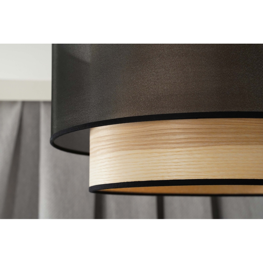 Duolla - Lestenec na vrvici WOOD BOHO 1xE27/15W/230V pr. 45 cm črna/bež
