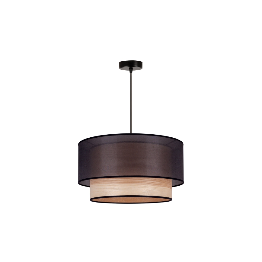 Duolla - Lestenec na vrvici WOOD BOHO 1xE27/15W/230V pr. 45 cm črna/bež
