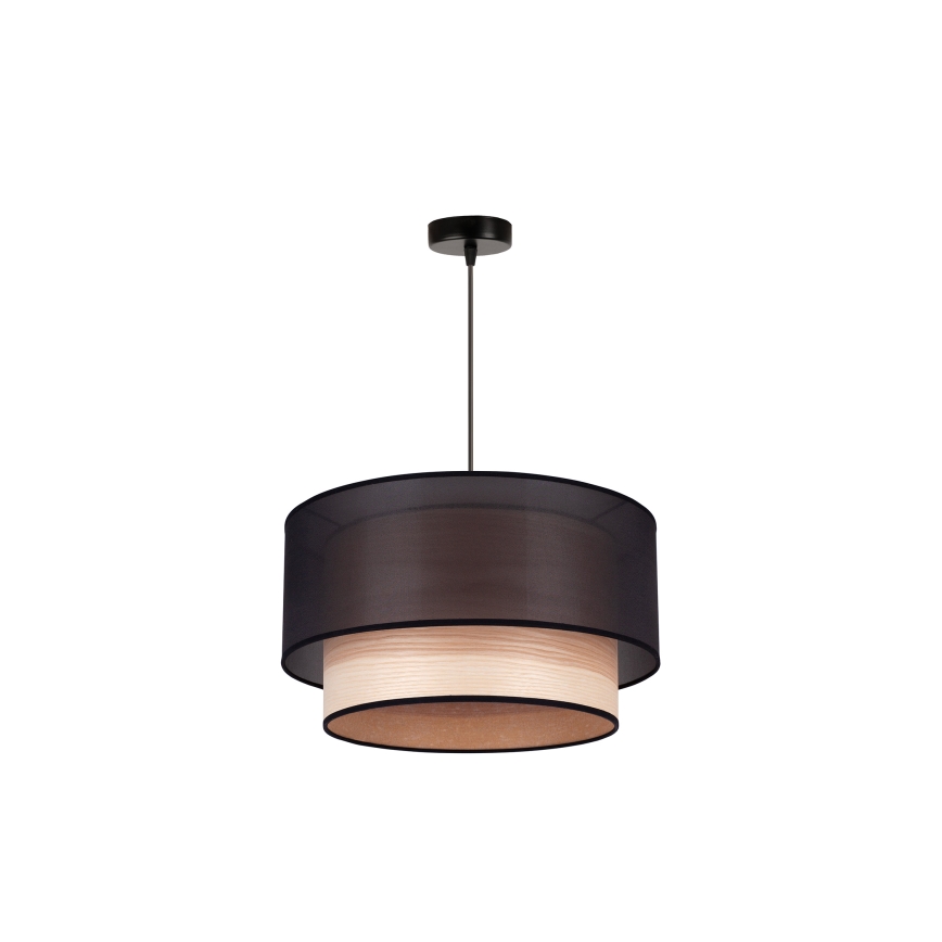 Duolla - Lestenec na vrvici WOOD BOHO 1xE27/15W/230V pr. 45 cm črna/bež