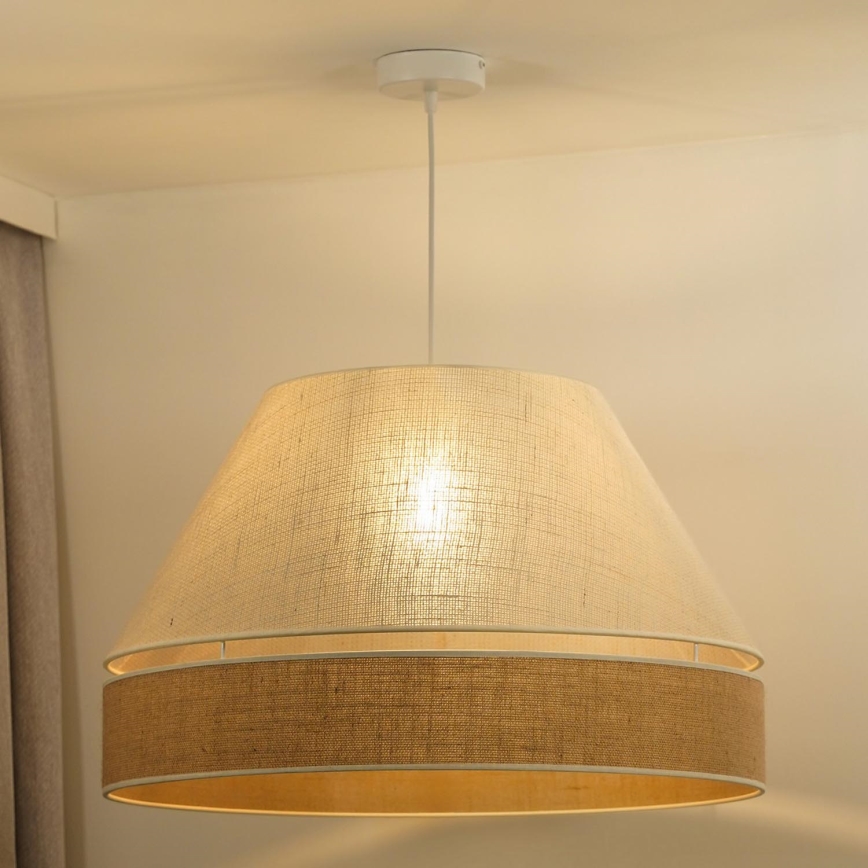 Duolla - Lestenec na vrvici YUTE AVIGNON 1xE27/15W/230V pr. 60 cm krem barva/bež