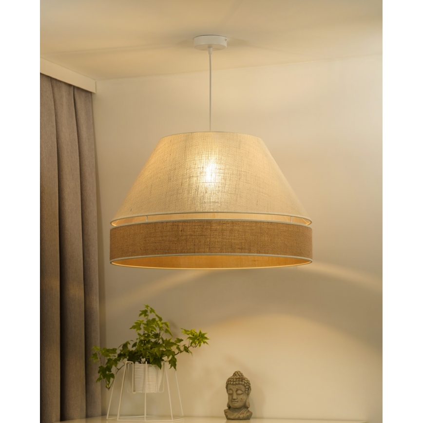 Duolla - Lestenec na vrvici YUTE AVIGNON 1xE27/15W/230V pr. 60 cm krem barva/bež