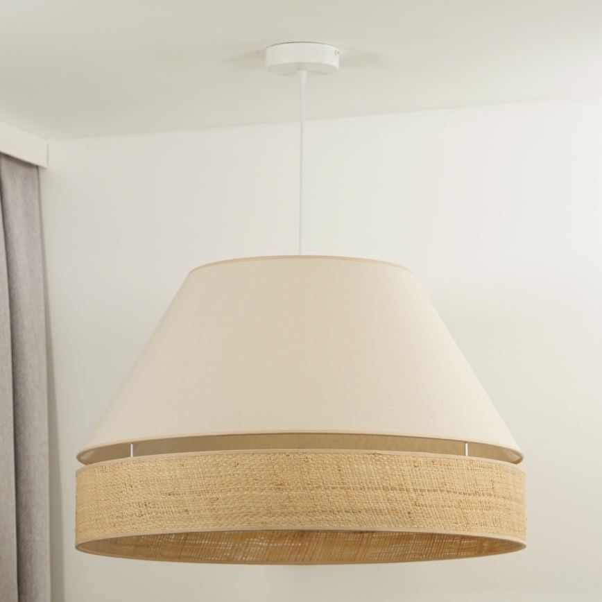 Duolla - Lestenec na vrvici YUTE AVIGNON 1xE27/15W/230V pr. 60 cm krem barva/bež