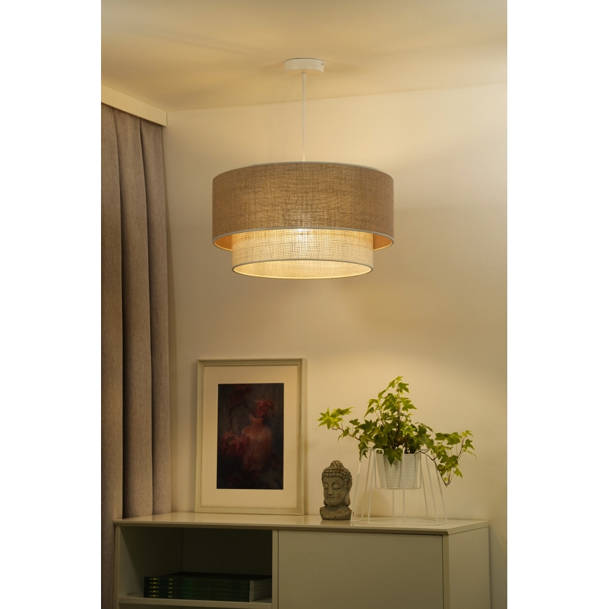 Duolla - Lestenec na vrvici YUTE BOHO 1xE27/15W/230V pr. 45 cm rjava/krem barva