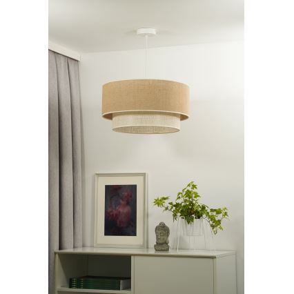 Duolla - Lestenec na vrvici YUTE BOHO 1xE27/15W/230V pr. 45 cm rjava/krem barva