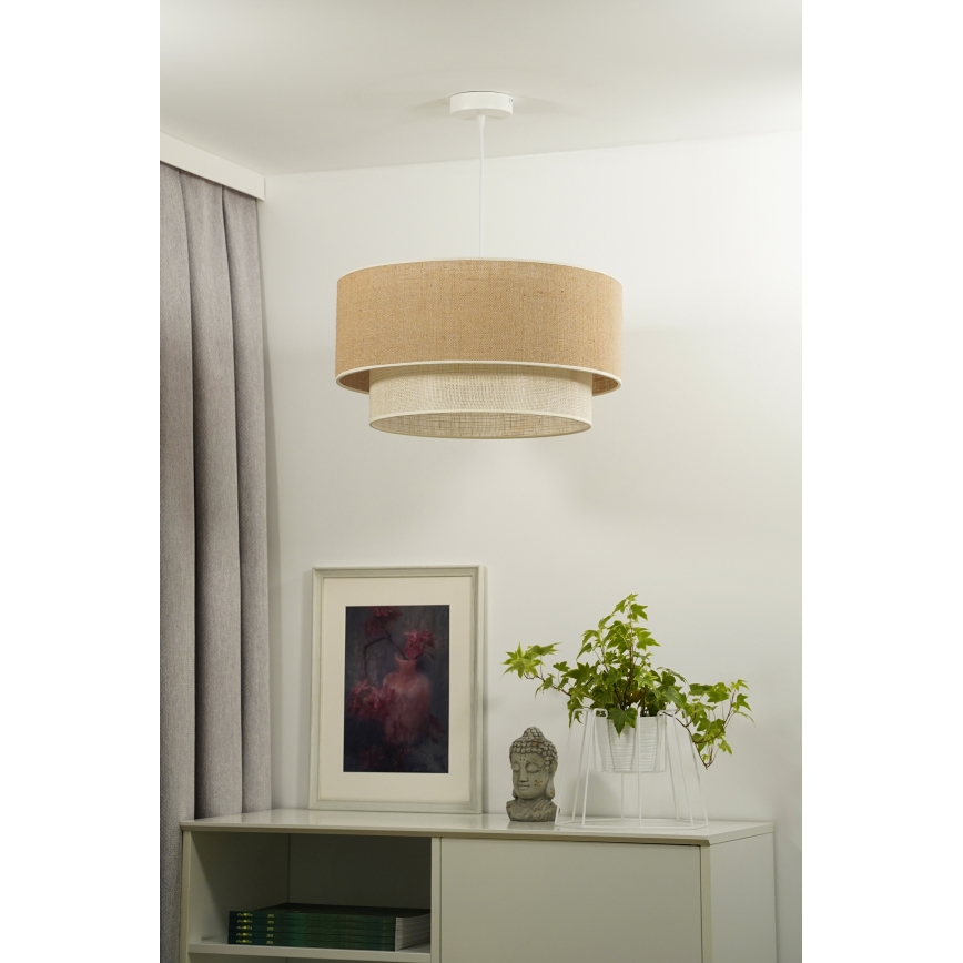 Duolla - Lestenec na vrvici YUTE BOHO 1xE27/15W/230V pr. 45 cm rjava/krem barva