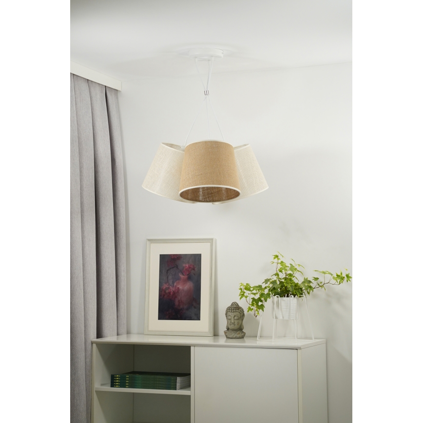 Duolla - Lestenec na vrvici YUTE ROSSA 3xE27/15W/230V siva/rjava