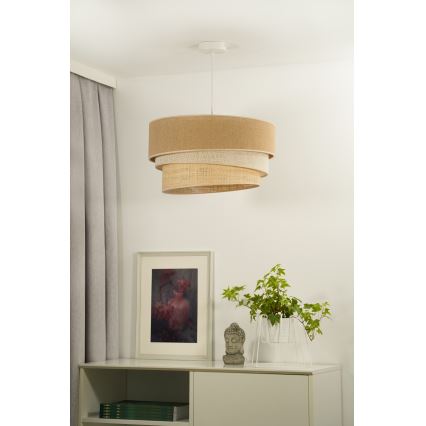 Duolla - Lestenec na vrvici YUTE TRIO 3xE27/15W/230V pr. 60 cm rjava/siva/bež