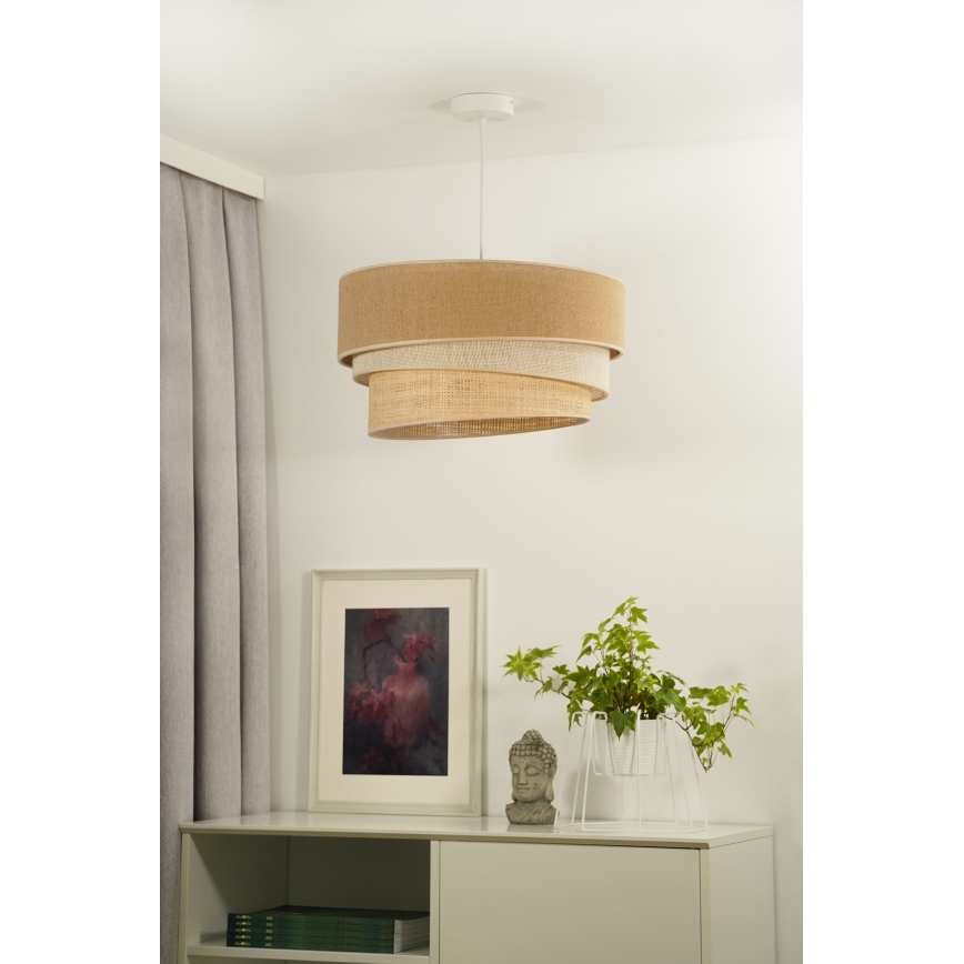 Duolla - Lestenec na vrvici YUTE TRIO 3xE27/15W/230V pr. 60 cm rjava/siva/bež
