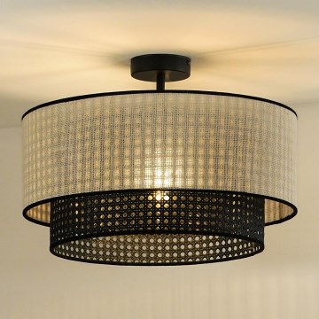 Duolla - Lestenec RATTAN YUTE 1xE27/15W/230V pr. 45 cm krem barva/črna